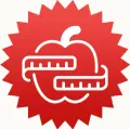 Apple with tape measure icon