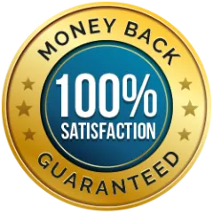 100% satisfaction money-back guarantee badge